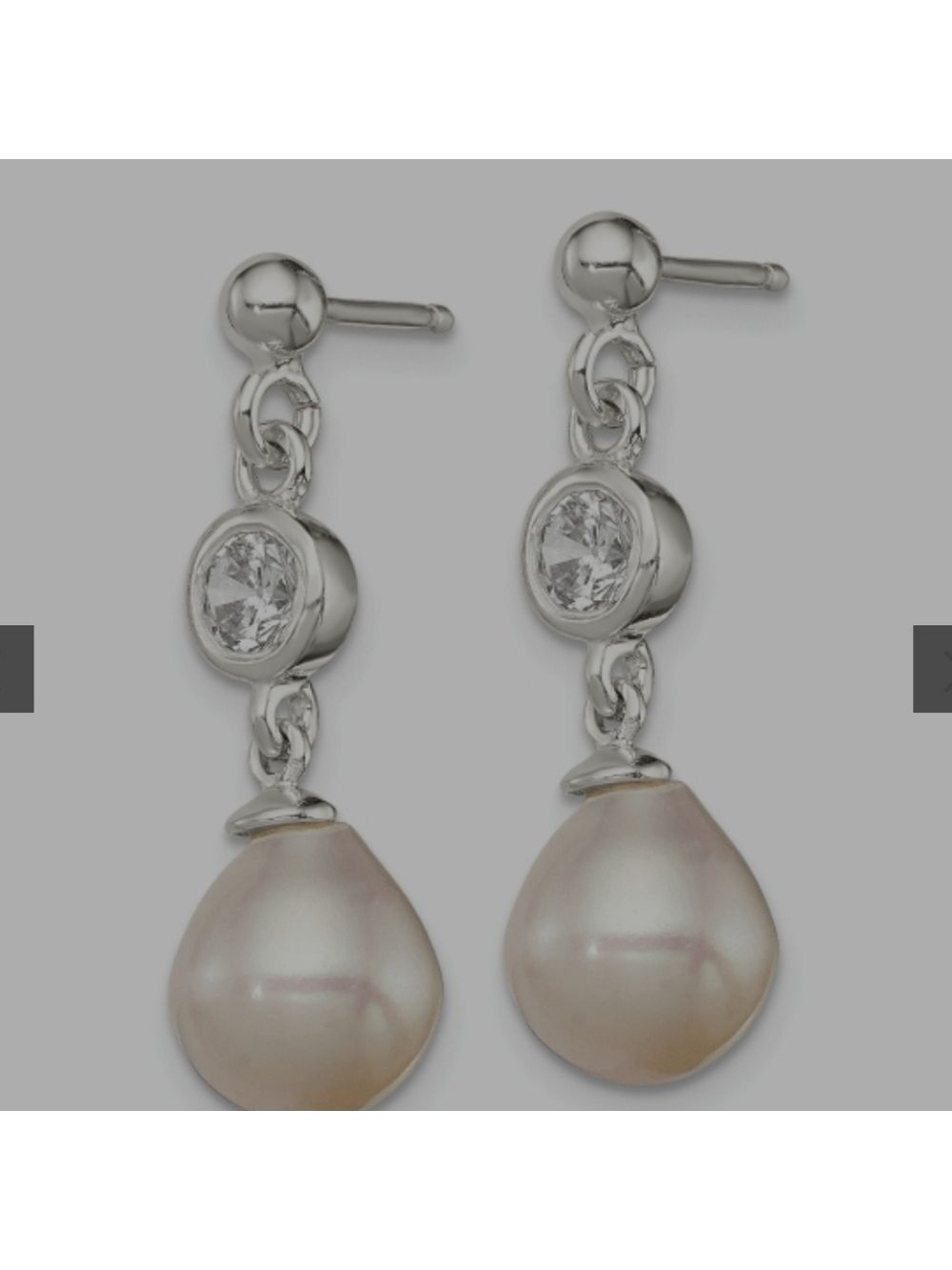 925 SILVER BAROQUE CULTURED PEARL AND CUBIC Blue ZIRCONIA WOMEN'S EARRINGS